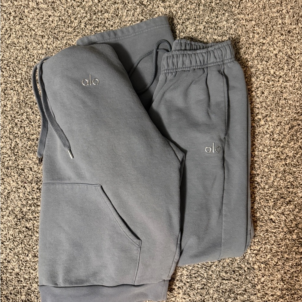 ALO Yoga steel grey sweat set sz xs